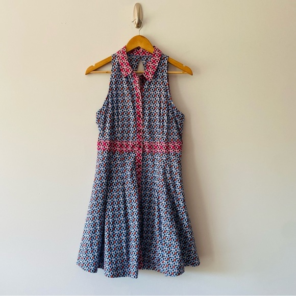 Anthropologie Maeve Buckley Mini Dress Blue Button Front Size 8 Pockets​ - Picture 2 of 12
